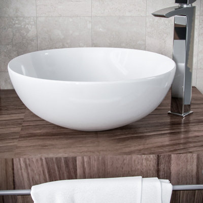 Nes Home 420mm Counter Top Round Bowl Basin Cloakroom Bathroom Wash Sink
