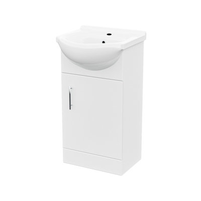 Nes Home 450mm Floorstanding Vanity Basin Cabinet Gloss White Soft Close Door