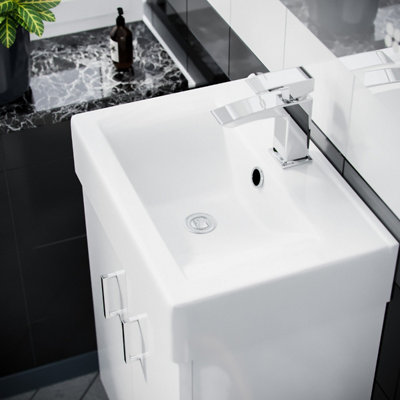 Nes Home 450mm White Ceramic Basin Vanity MDF Cabinet Bathroom Wall Hung Unit