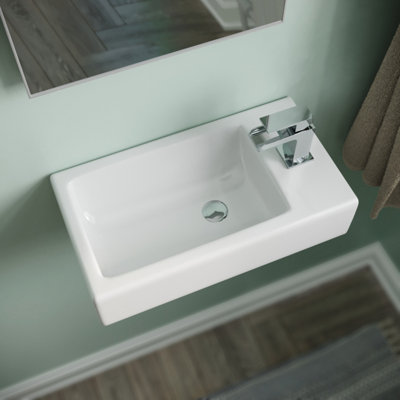 Nes Home 455 x 250mm Large Rectangle Wall Hung Cloakroom Basin Sink