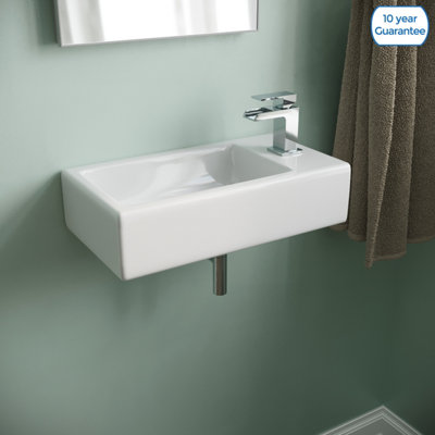Nes Home 455 x 250mm Large Rectangle Wall Hung Cloakroom Basin Sink - 6