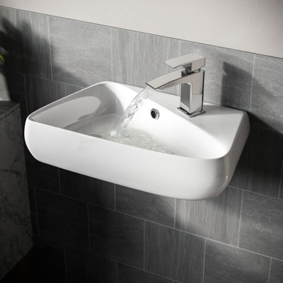 Nes Home 455 x 275mm Rectangle Cloakroom Wall Hung Basin Sink