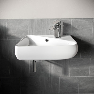 Nes Home 455 x 275mm Rectangle Cloakroom Wall Hung Basin Sink