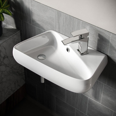 Nes Home 455 x 275mm Rectangle Cloakroom Wall Hung Basin Sink