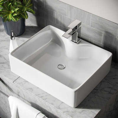 Nes Home 485 x 375mm Cloakroom Rectangle Counter Top Basin Sink