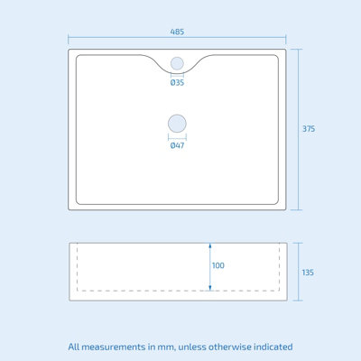 Nes Home 485 x 375mm Cloakroom Rectangle Counter Top Basin Sink - 7