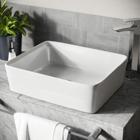 Nes Home 485 x 380 mm Rectangle Counter Top Basin Cloakroom Bathroom Sink
