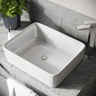 Nes Home 485 x 380 mm Rectangle Counter Top Basin Cloakroom Bathroom Sink - 3