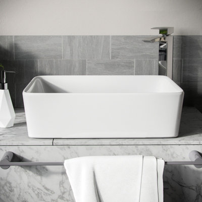 Nes Home 485 x 380 mm Rectangle Counter Top Basin Cloakroom Bathroom Sink - 4
