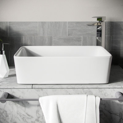 Nes Home 485 x 380 mm Rectangle Counter Top Basin Cloakroom Bathroom Sink