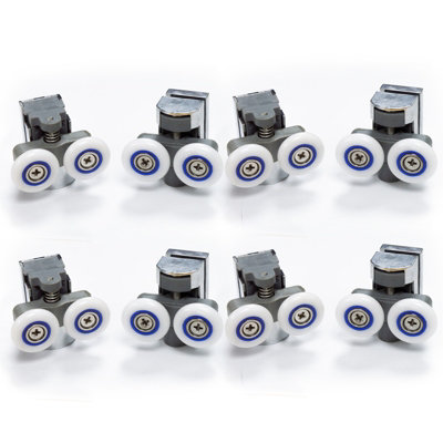 Nes Home 4x Shower Door Wheels Twin Top and Bottom Roller Runners Heavy Duty Chrome