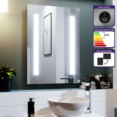 Nes Home 500 x 700mm Bathroom LED Mirror with Battery Powered Button Switch