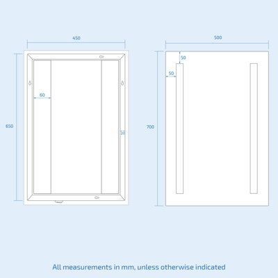 Nes Home 500 x 700mm Bathroom LED Mirror with Battery Powered Button Switch