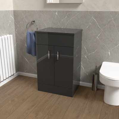 Nes Home 500mm Anthracite Vanity Unit Cabinet With Worktop