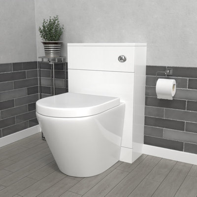 Nes Home 500mm Back To Wall Rimless Toilet with Flat Pack WC Unit Gloss White Price Comparisons | Compare The Build