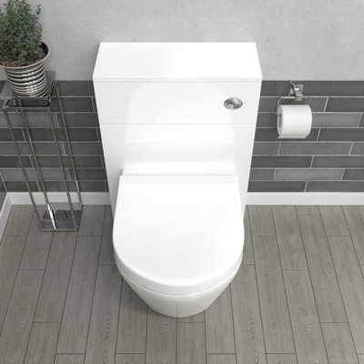 Nes Home 500mm Back To Wall Rimless Toilet with Flat Pack WC Unit Gloss White
