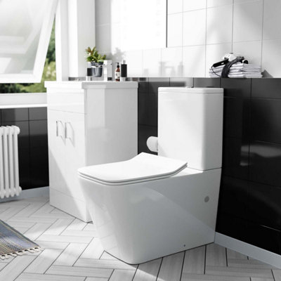 Nes Home 500mm Basin Vanity & Rimless Close Coupled Modern Toilet White