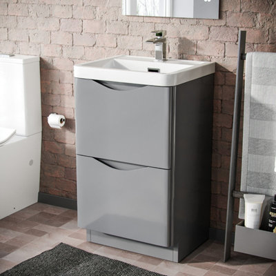 Nes Home 500mm Floorstanding Basin Vanity Unit Grey