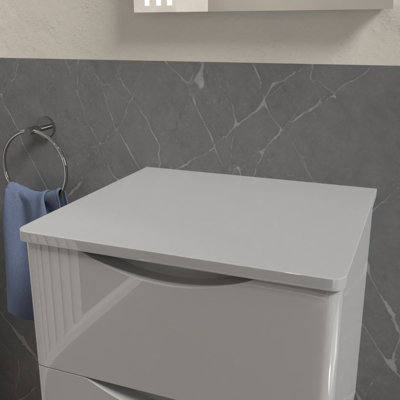 Nes Home 500mm Grey MDF Round Corner Bathroom Worktop For Vanity