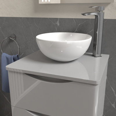 Nes Home 500mm Grey MDF Round Corner  Bathroom Worktop For Vanity Cabinet - 4