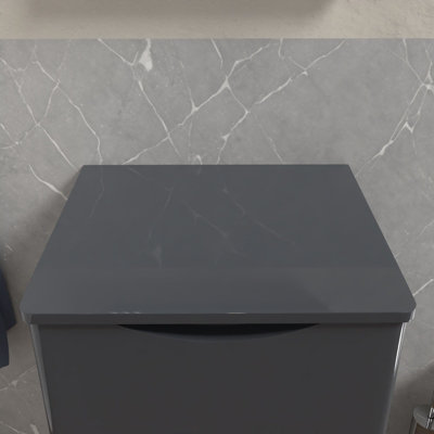 Nes Home 500mm Grey Round Corner MDF Bathroom Worktop For Vanity Cabinet