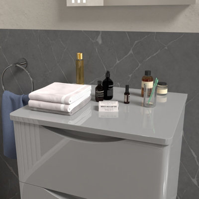 Nes Home 500mm Light Grey Round Corner MDF Bathroom Worktop For Vanity Cabinet - 3