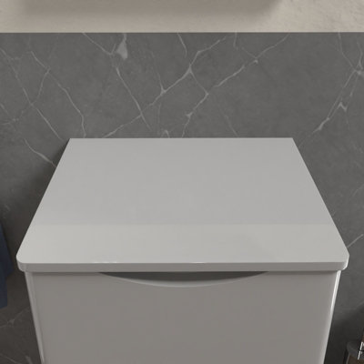 Nes Home 500mm Light Grey Round Corner MDF Bathroom Worktop For Vanity Cabinet - 5