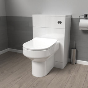 Nes Home 500mm Modern WC Unit & D Shape Rimless Back To Wall Toilet With Cistern