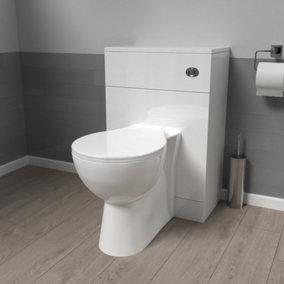 Nes Home 500mm Modern WC Unit & Ultra Standard Back To Wall Toilet With Cistern