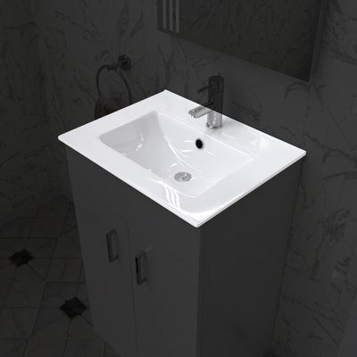 Nes Home 500mm Modern White Slim Ceramic Inset Basin - 3