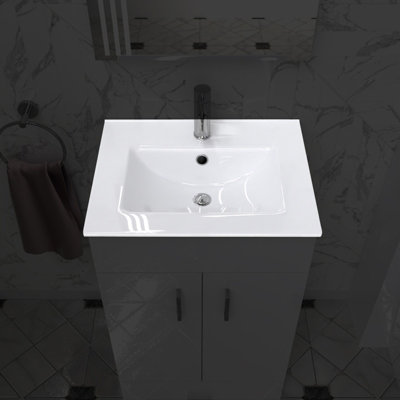 Nes Home 500mm Modern White Slim Ceramic Inset Basin - 5