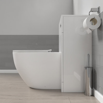 Nes Home 500mm WC Unit & D Shape Rimless Round Back To Wall Toilet With Cistern - 3