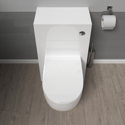 Nes Home 500mm WC Unit & D Shape Rimless Round Back To Wall Toilet With Cistern - 4