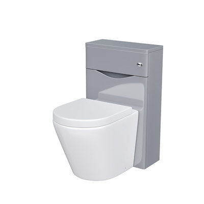Nes Home 500mm WC Unit & Rimless Back To Wall Toilet Grey Flat Pack - 5