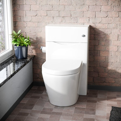 Nes Home 500mm WC Unit & Rimless Back To Wall Toilet White Flat Pack