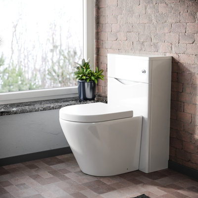 Nes Home 500mm WC Unit & Rimless Back To Wall Toilet White Flat Pack - 3