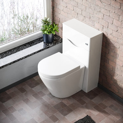 Nes Home 500mm WC Unit & Rimless Back To Wall Toilet White Flat Pack - 4