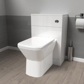 Nes Home 500mm WC Unit & Rimless Square Back To Wall Toilet With Cistern