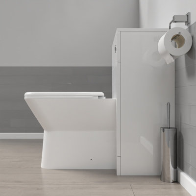 Nes Home 500mm WC Unit & Rimless Square Back To Wall Toilet With Cistern - 3