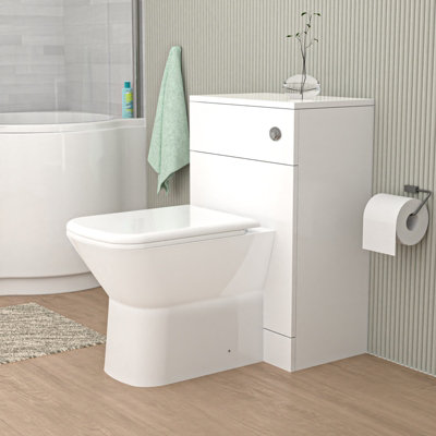 Nes Home 500mm WC Unit & Rimless Square Back To Wall Toilet With Cistern