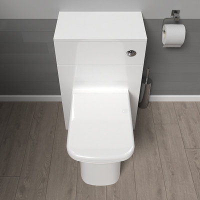 Nes Home 500mm WC Unit & Rimless Square Back To Wall Toilet With Cistern - 4