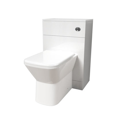 Nes Home 500mm WC Unit & Rimless Square Back To Wall Toilet With Cistern - 5