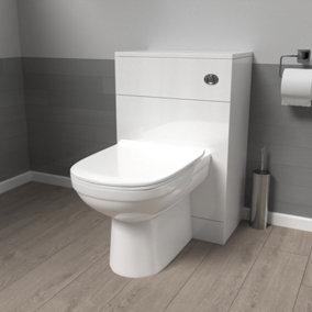 Nes Home 500mm WC Unit & Round Back To Wall Ceramic Toilet With Cistern