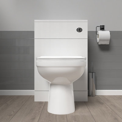 Nes Home 500mm WC Unit & Round Back To Wall Ceramic Toilet With Cistern
