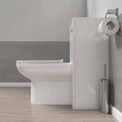 Nes Home 500mm WC Unit & Round Back To Wall Ceramic Toilet With Cistern - 3