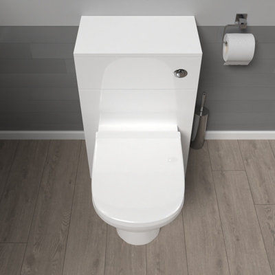 Nes Home 500mm WC Unit & Round Back To Wall Ceramic Toilet With Cistern - 4