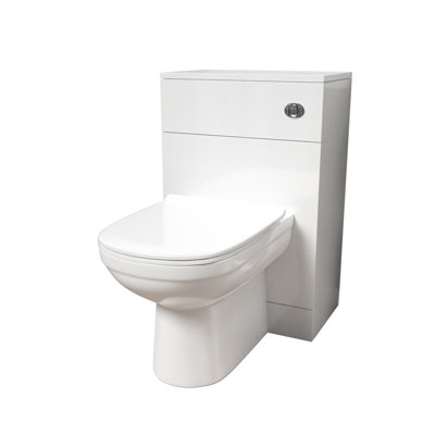 Nes Home 500mm WC Unit & Round Back To Wall Ceramic Toilet With Cistern - 5