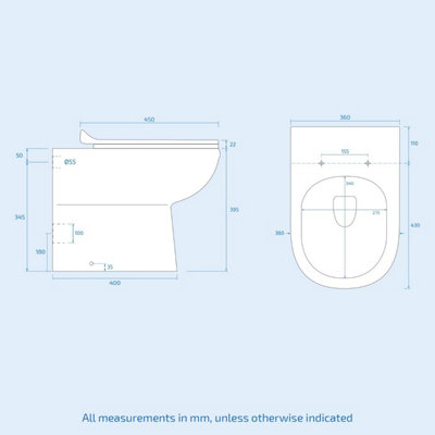 Nes Home 500mm WC Unit & Round Back To Wall Ceramic Toilet With Cistern - 6