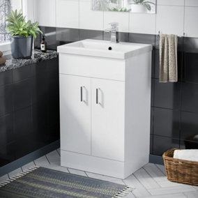 Nes Home 500mm White Basin Sink Flat Pack Vanity Unit Floor Standing