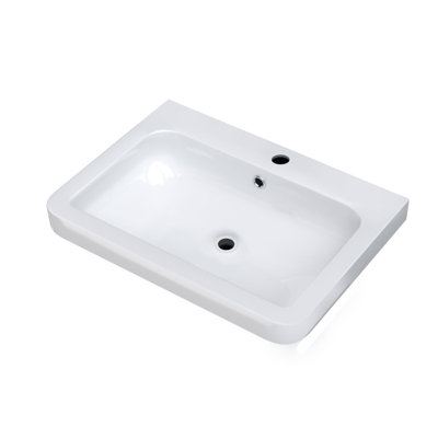 Nes Home 500mm White Ceramic Mid-Edge Basin comes with Single Tap Hole and Overflow - 5